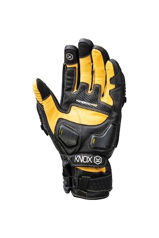 Knox Handroid Pod Mk5 Kısa Korumalı Deri Motosiklet Eldiveni Siyah Kahve