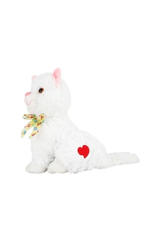 Sesli Peluş Van Kedisi 33 Cm Miyavlayan Oyuncak Van Kedisi Beyaz