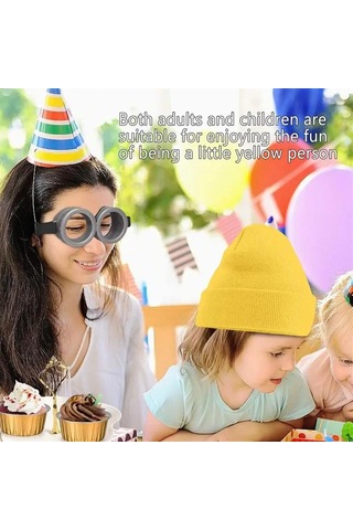 Jl Komik Dekoratif Sahne Cosplay Küçük Sarı Adam Gözlük Ve Şapka