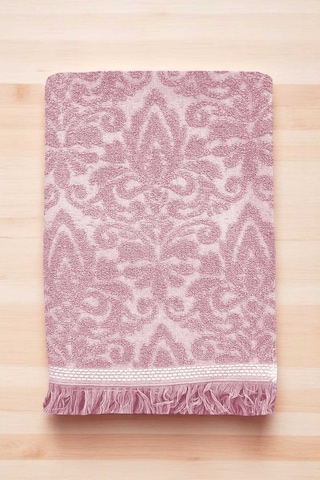 2 Parça Jakarlı Banyo Havlu Takımı %100 Pamuklu 90x150 Cm Arden Pembe Diğer