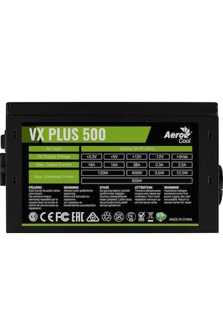 Aerocool VX Plus AE-VXP500 500W Aktif PFC Güç Kaynağı (Kutusuz)