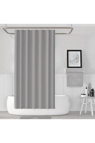 Zethome Jackline Banyo Duş Perdesi 0010 Gri Çift Kanat 2X120X200 Çok Renkli