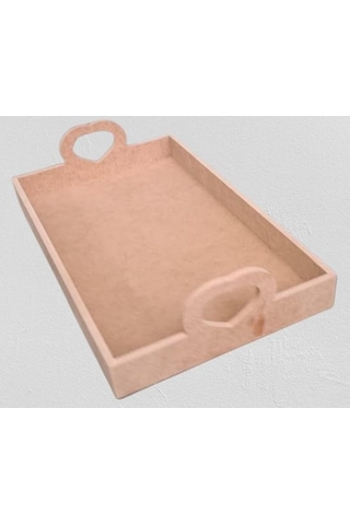 Hobi Adn 90367 Model Tepsi Kalplı Ahşap Mdf Ham El Yapım