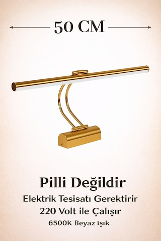 Merwish Flüt Led Aplik 50 Cm Duvar Aydınlatma 6500k Beyaz Işık Kablo Bağlantılı 220v Modern Tasarım Gold