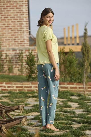 3dsepetim Desenli Ve Baskılı "yoga Sport" Pijama Takımı Sarı