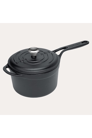 Pot Art Mat Siyah Yuvarlak Döküm Sos Tencere 18 Cm 2,5 Lt Mat Siyah