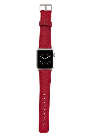 Apple Uyumlu Watch Uyumlu Deri Kordon 42-44-45mm Erc2 Kırmızı