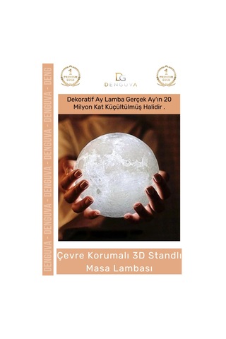 Ledışık Dekoratif 3d Moonlight Standlı Pilli Pla Güvenli Çocuk Odası Modern Led Ay Gece Masa Çok Renkli