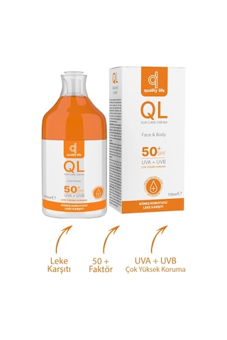 Quality Life Leke Karşıtı Su Bazlı Yüz Güneş Kremi SPF50 110 ML