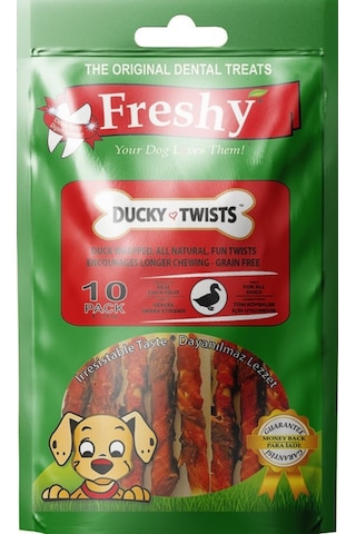 Freshy Ördek Etli Kaplı Sütlü Burgu Köpek Ödülü 10'lu 90 G