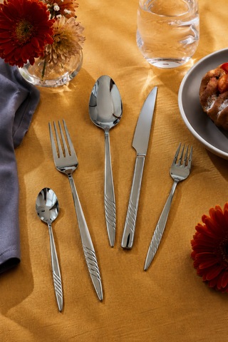 Salkım 60 Vibe Steel Parça 12 Kişilik Çelik & Kutulu Çatal & Kaşık & Bıçak Takımı Gümüş