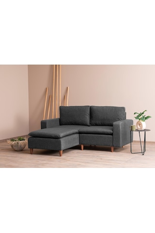 Lungo Modüler Mini Köşe Koltuk Takımı L Koltuk - Koyu Gri Keten Koyu Gri