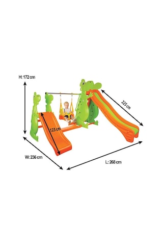 Pilsan Çift Kaydıraklı Dino Salıncak Seti 07-960 Fsp