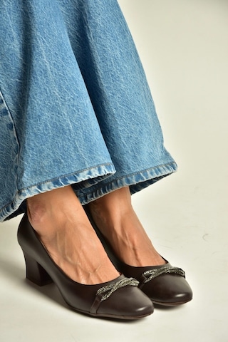 Fox Shoes Z820851009 Kahverengi Kalın Topuklu Kadın Ayakkabı