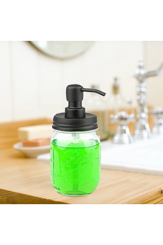 Xurunkeji Sabunluk Kapakları, Mason Kavanozları Veya Diğer Kendin Yap Losyon Sabunlukları İçin Paslanmaz Pompa Ve Kapak Değiştirme, 3'lü Paket Siyah