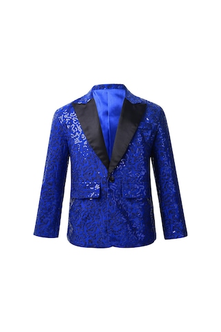 Altın Çocuk Erkek Köpüklü Payetler Blazer Ceket Düğün Akşam Parti Dans Bir Düğme Resmi Takım Elbise Altın