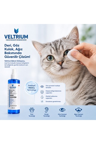Kedi Köpek Göz Çevresi, Kulak Ve Pati Temizliği 200 Ml - Alkolsüz Hipokloröz İçerikli