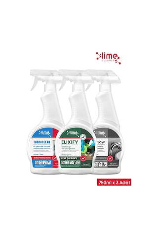 Lime Cleaner Pureflow Banyo Armatür Temizleyici + Turbo Clean Ultra Güçlü Banyo Temizleyici + Çok Amaçlı Sıvı Leke Çıkarıcı Set 3'lü