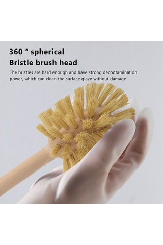 2 Paket Kayın Ağacından Yapılmış Ahşap Tuvalet Fırçası, 360 Temizleme Gücü Ahşap Rengi