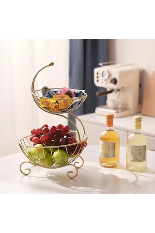 Tongxida Çelik Meyve Kasesi Depolama Standı - Siyah Mutfak Asil Asil Siyah