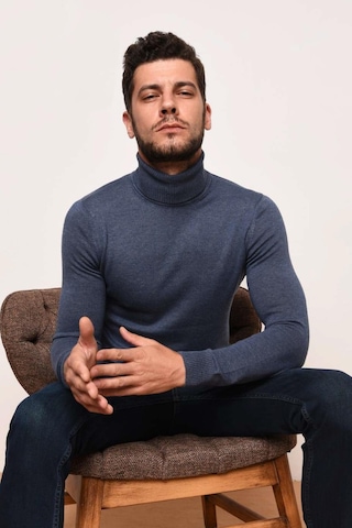 Slimfit Boğazlı Likralı Erkek Triko Kazak 001