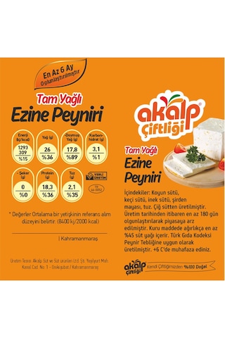 Tam Yağlı Ezine Peyniri 500Gr