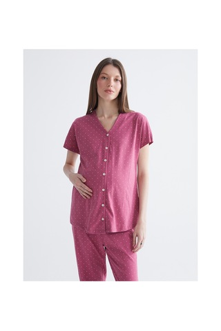 Lcw Dream Bordo V Yaka Desenli Hamile Pijama Takımı