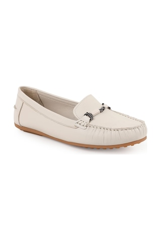 Libero L081.25701 Antik Görünümlü Metal Toka Detaylı Esnek Termo Taban Kadın Loafer Egret