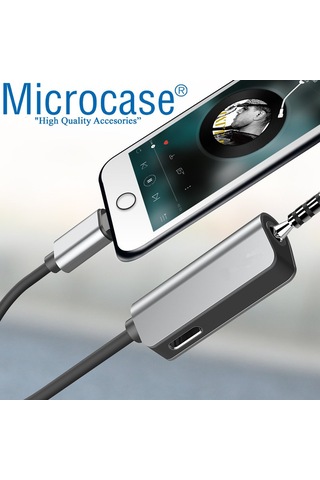 Apple Uyumlu iPhone Lightning Splitter 2in1 Şarj Ve Kulaklık Çevirici - My032 Gri