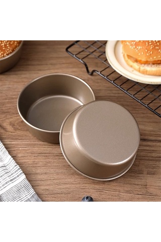 Xurunkeji 2 Adet Hamburger Kalıbı Daire Şablonu Paslanmaz Çelik Tencere Küre Kek Kalıbı Tost Makinesi Fırın Tepsileri Pizza Kitleri Pişirme Altın