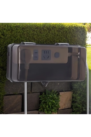 Fastbuy Yüksek Kalite Siyah Su Geçirmez 6 Prizli Uzatma Kablosu, Pil Gerektirmez, Abs Kasa, Duvar Montaj