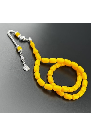 El Yapımı Sıkma Kehribar Tesbih Hcz-model Khtrfg Sarı