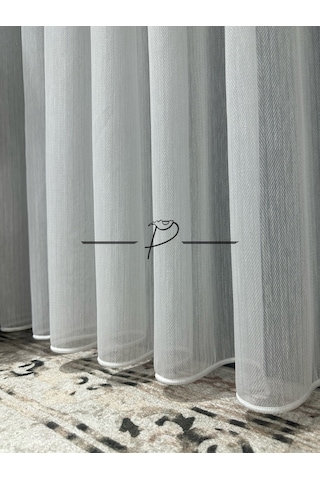 Tül Perde Simli Balık Sırtı Desen Ultra Dökümlü Etek Kurşun Sarımlı Çok Renkli