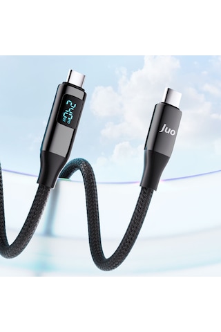 Juo 240W Usb 3.1 Gen2 10Gbps E-mark Çipli Led Display 4K 60Hz Görüntü ve Type-c Hızlı Şarj Kablosu 1.25 M