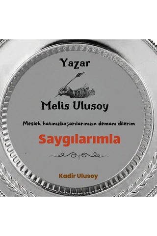 Yazara Hediye Kişiye Özel İsimli Teşekkür Plaketi Gümüş Renk Metal Tabak