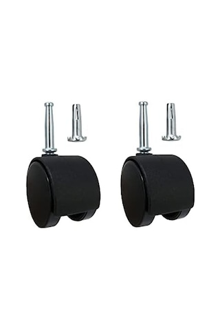 Shepherd Hardware 9406 Ofis Sandalyesi Tekerleği, Frenli Çift Tekerlek, 5 Cm, 8 Mm Şaft Çapı, 34 Kg Taşıma Kapasitesi, 2&apos Li Paket, Siyah Ahşap