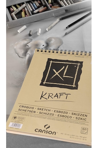 Canson XL Kraft Eskiz ve Resim Defteri Spiralli 40 Sayfa A5. B