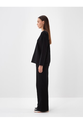 Xint Siyah Pamuk Dokulu Oversize Sweat Pantolon 470456