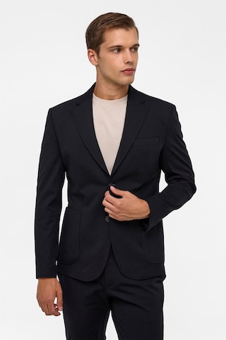 Süvari Siyah Slim Düz Mono Yaka 6 Drop Spor Takım Elbise