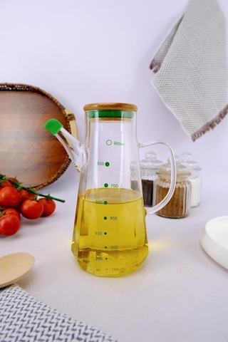 Digithome Borosilikat Cam Bambu Kapaklı Yağlık Ve Sirkelik Şişesi Yağdanlık 900 Ml Thn75985 C1-1-18