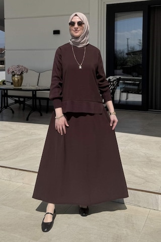 Rabia Şamlı İpek Modal Takım Kahve Normal