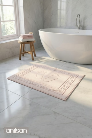 Pudra Greek Ayak Havlusu - 50x70 Cm, 245 Gr, %100 Pamuk, Spa Ve Otel Banyo Paspası, Günlük Kullanıma pudra