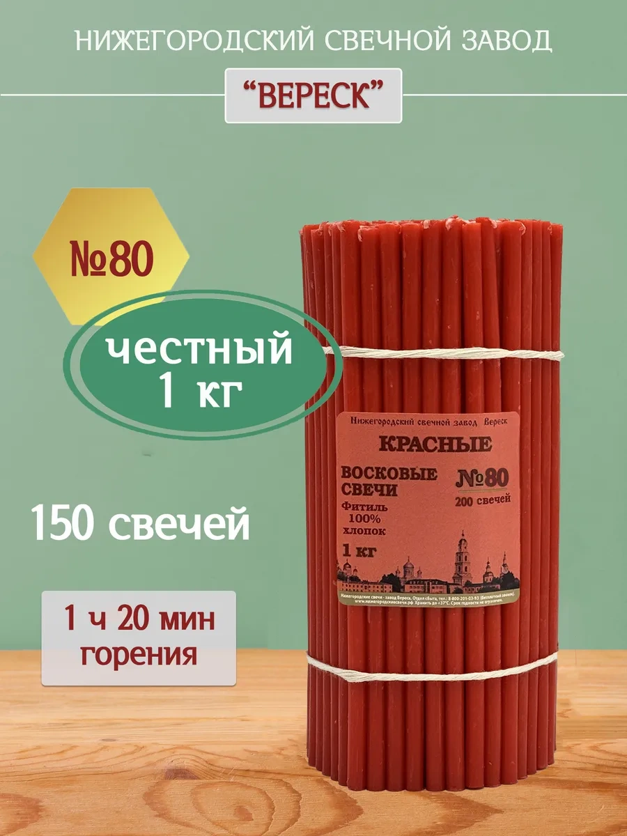 Nizegorodskie Sveci - Zavod Veresk Divyeevskaya Kırmızı Mum No.80 18797721 Kirmızı