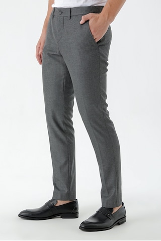 Morven Erkek Siyah Beard Desenli Slim Fit Classic Pantolon Siyah