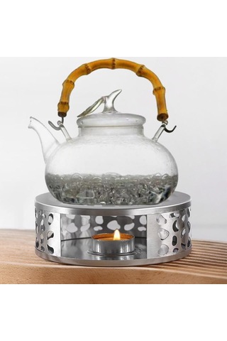 Paslanmaz Çelik Çaydanlık Standı Isıtıcı Mum Yuvarlak Taban Isıtıcı Kahve Süt Mumluk Ocak Crazy Volcano Yağı Gümüş