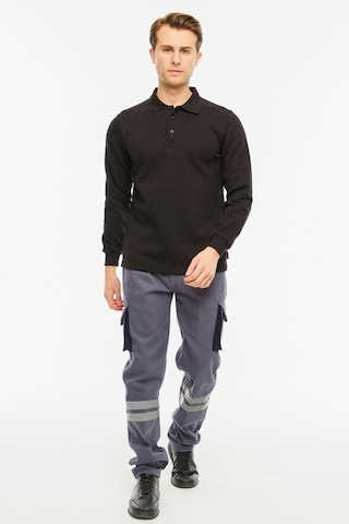 Uniprom Sweatshirt Polo Yaka İçi Polarlı 3 Iplik Pamuklu Normal Kesim Erkek Siyah