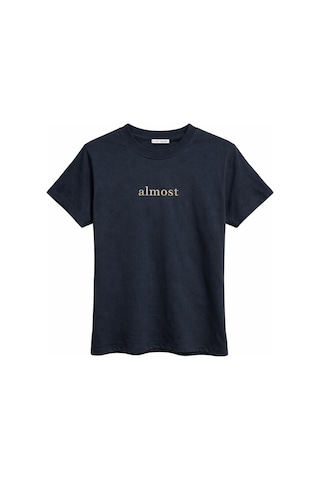 Mixray 2079 Kadın Pamuk Baskılı Bisiklet Yaka Basic T-shirt Lacivert