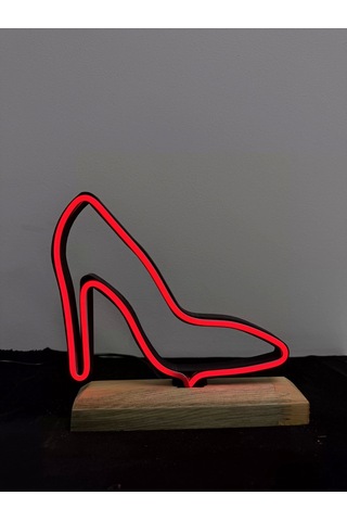 Topuklu Ayakkabı Figürlü Kırmızı Neon Gece Lambası Çok Renkli