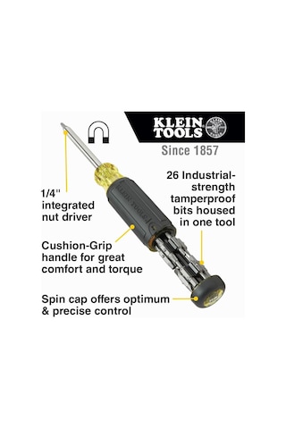Klein Tools 32307 Çok Uçlu Manipülasyon Emniyetli Tornavida, 27's