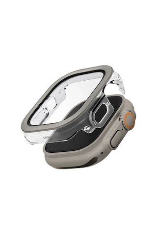 Apple Uyumlu  Watch Ultra 49mm Kılıf Kasa Koruyucu Temperli Ekran Koruyucu 2 İn 1 Camlı Kasa